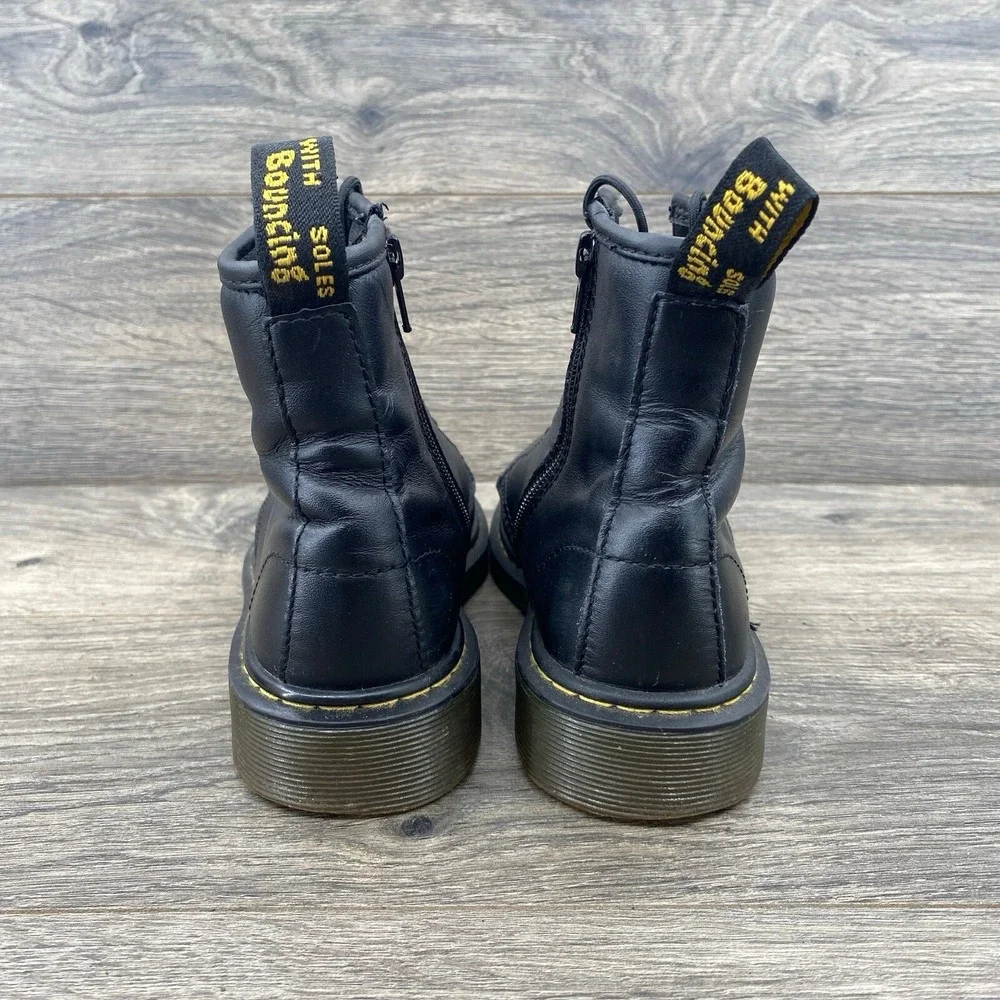 Dr Doc Martens Youth Boots Size 3 Black Ankle‎ Lace Up Side Zip